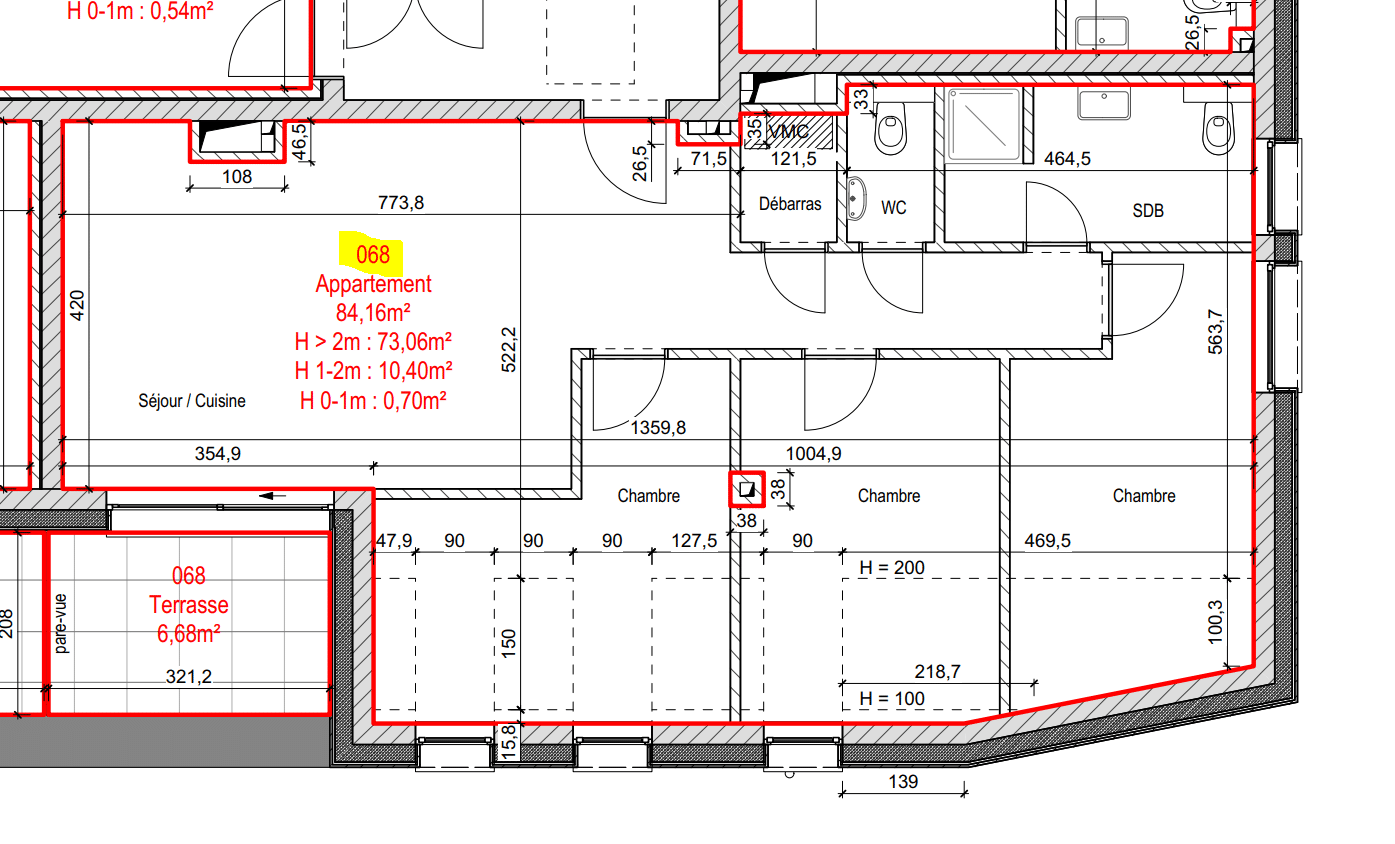 CENTRE DE BERTRANGE APPARTEMENT 3 CHAMBRE lot 68