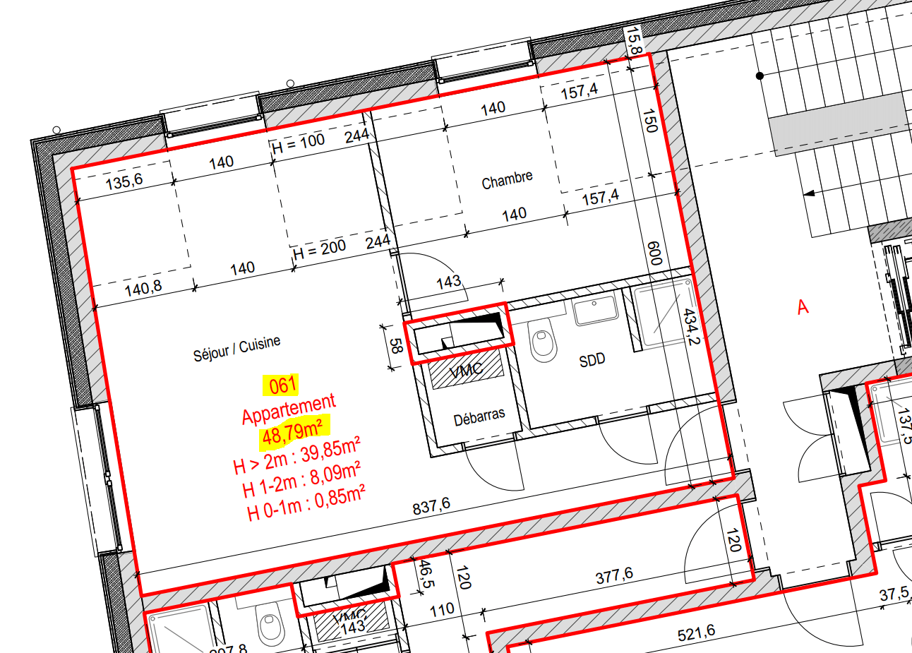 CENTRE DE BERTRANGE APPARTEMENT 1 CHAMBRE lot 61