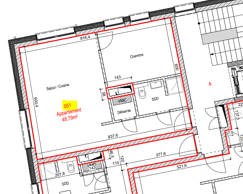 CENTRE DE BERTRANGE APPARTEMENT 1 CHAMBRE lot 51