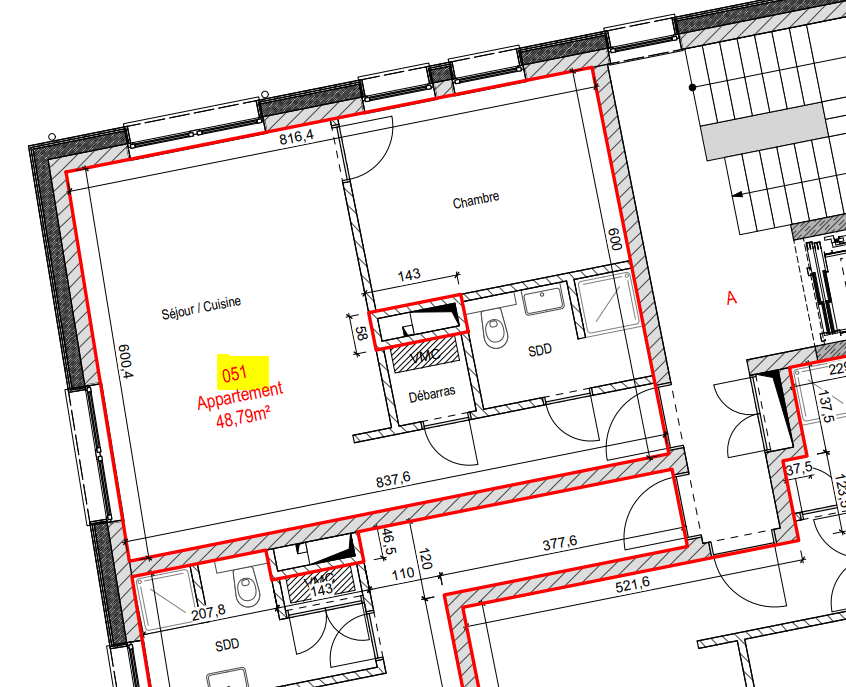 CENTRE DE BERTRANGE APPARTEMENT 1 CHAMBRE lot 51