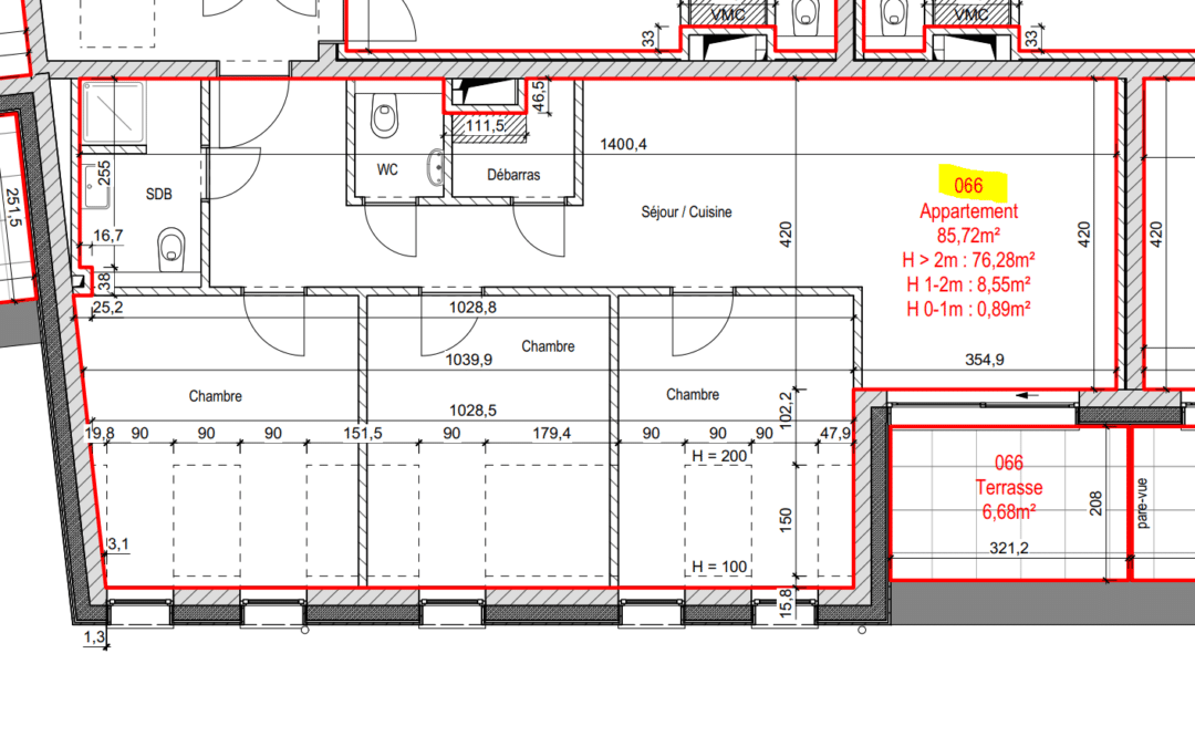 CENTRE DE BERTRANGE APPARTEMENT 3 CHAMBRE lot 66